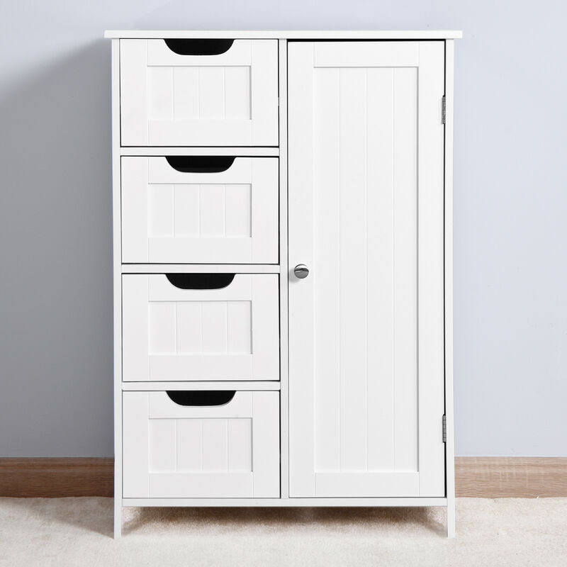 Tall Bathroom Cabinet with Drawers and Adjustable Shelves
