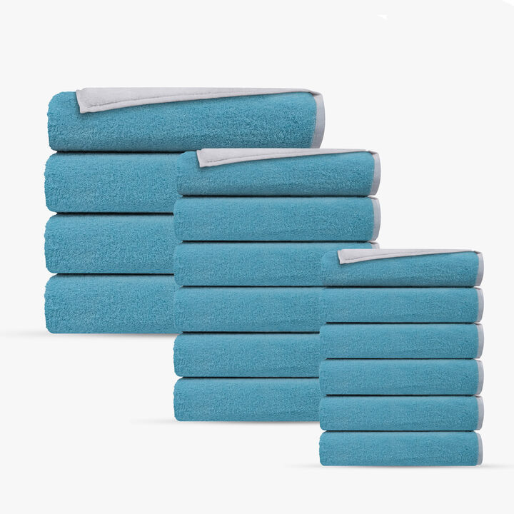 Double Face 16 pcs Turkish Towels Set