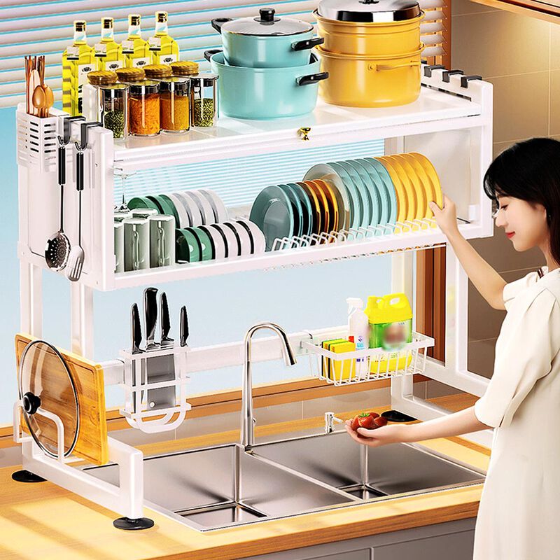 Over The Sink Dish Rack with Cutlery Drainer by Joybos, Compact Kitchen Organizer