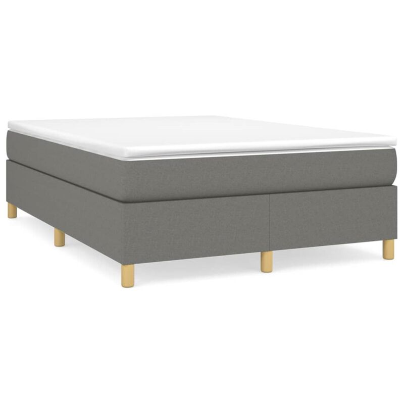 vidaXL Box Spring Bed Frame Dark Gray 59.8"x79.9" Queen Fabric