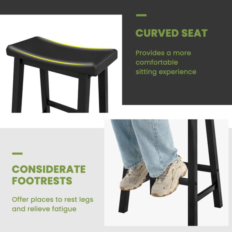 Hivvago Set of 2 24 Inch Counter Height Stools with Solid Wood Legs