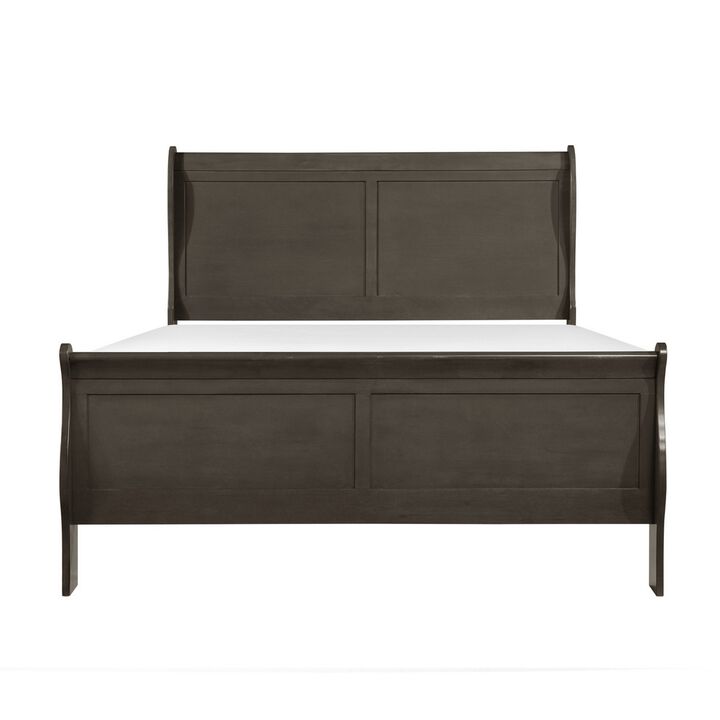 Gage Traditional California King Sleigh Bed, Wood Frame, Stained Gray-Benzara