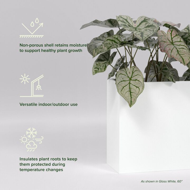 Greenline Fiberglass Alice Extra Large Indoor/Outdoor Rectangle Planter - 60 in x 16 in x 32 in - Matte White