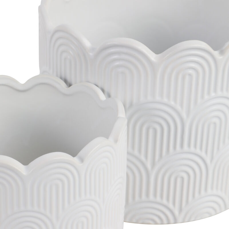 White Stone Arch Planters Set