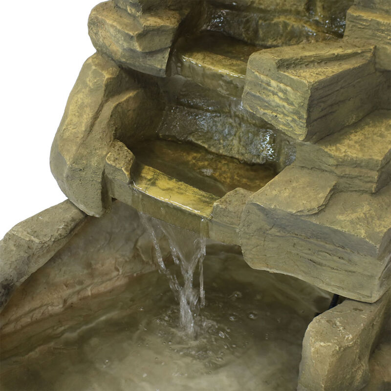 Sunnydaze Fiberglass Electric Outdoor Stone Waterfall Fountain - 37 in