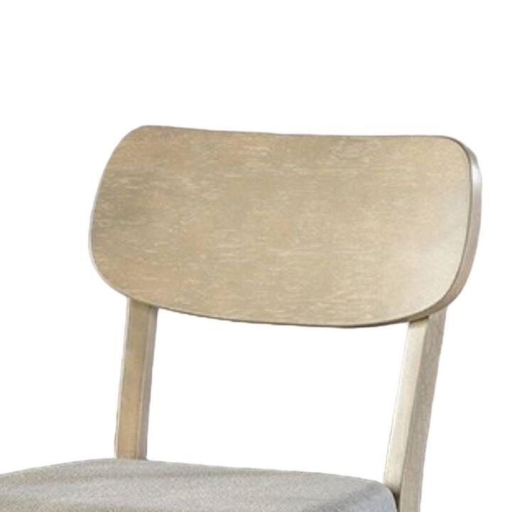Kene Dining Side Chair Set of 2, Contour Back, Tapered Legs, Gray Fabric