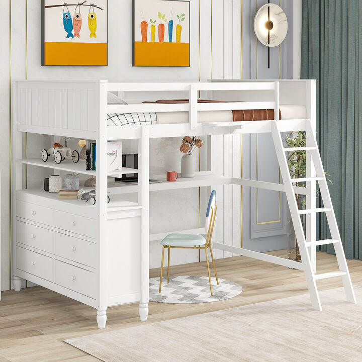 Merax Loft Bed with Drawers and Desk