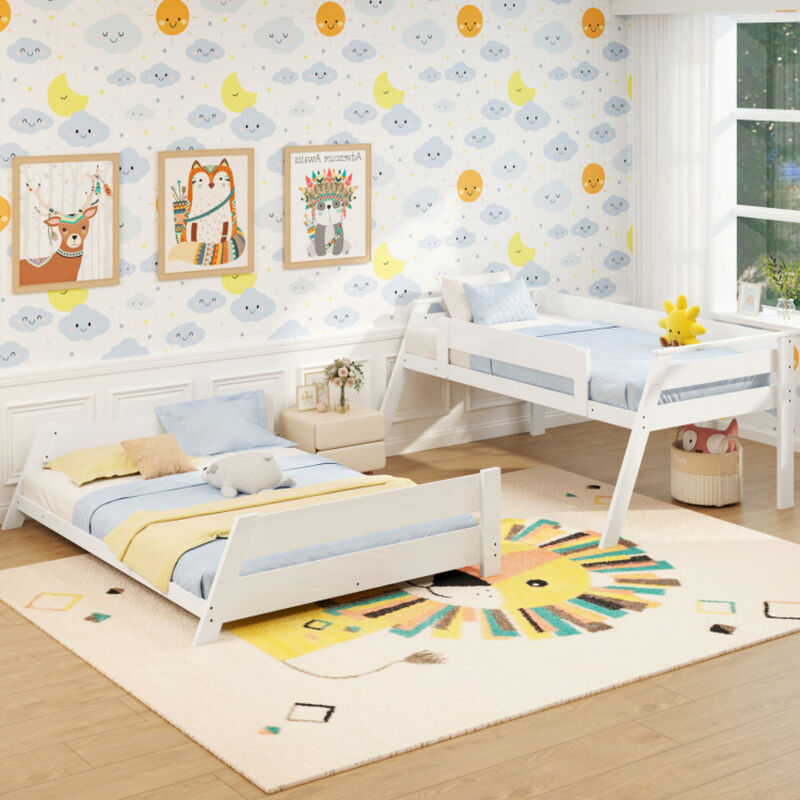 Low Bunk Bed with Reversible Ladder