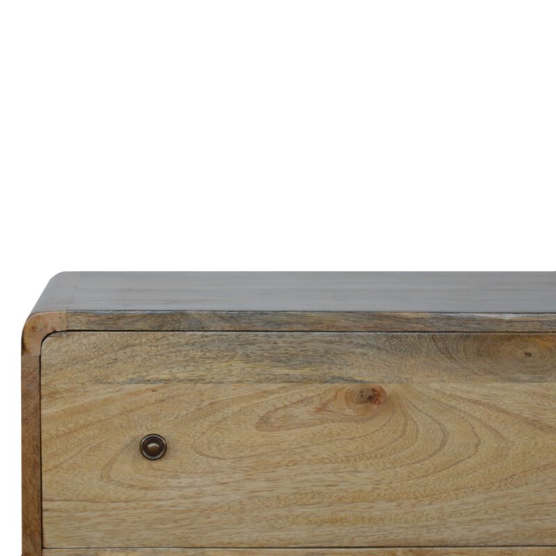 Curved  Solid Wood 3 Drawers Oak-ish Chest