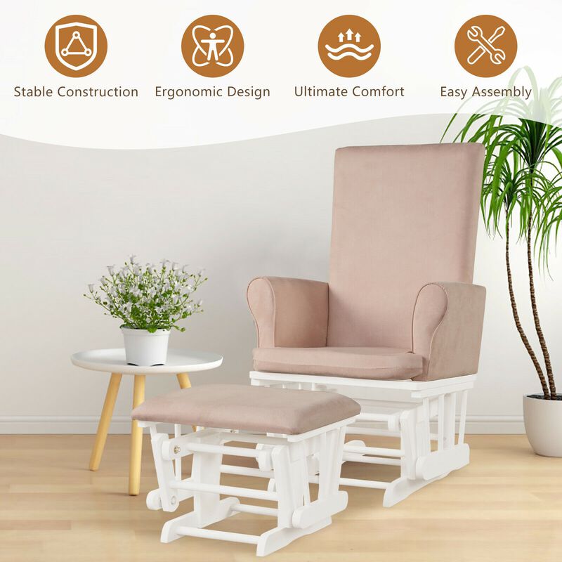 Baby Nursery Relax Rocker Rocking Chair Glider and Ottoman Cushion Set