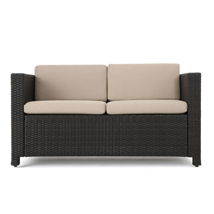 Merax PE Rattan Outdoor Loveseat Sofa