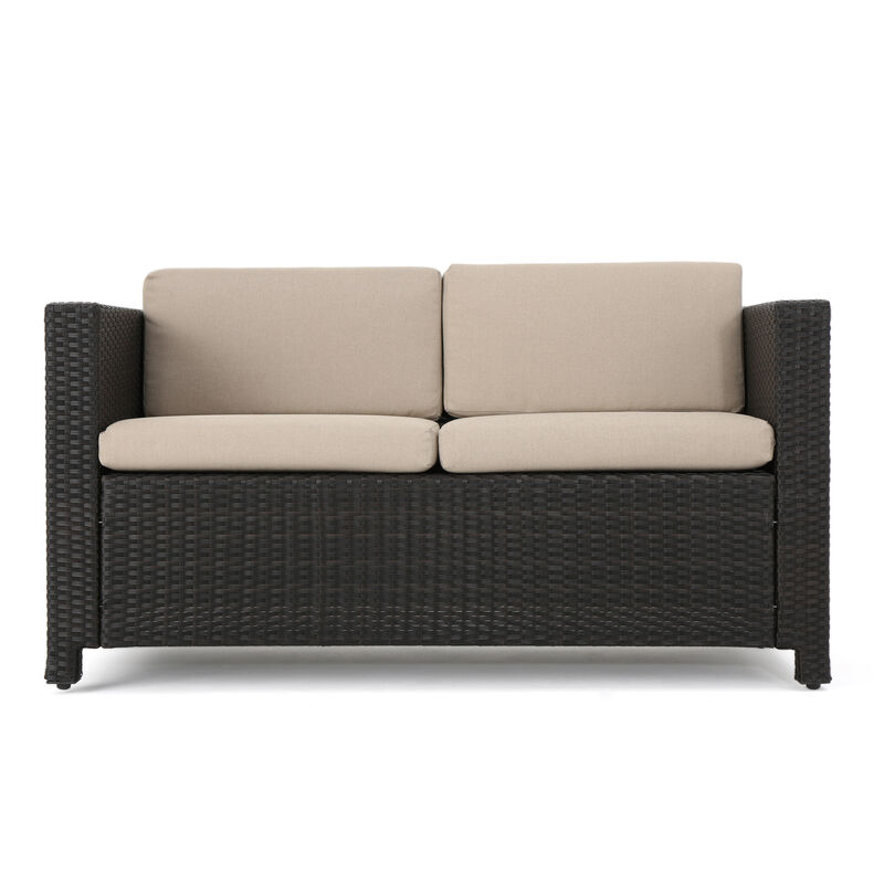 Merax PE Rattan Outdoor Loveseat Sofa