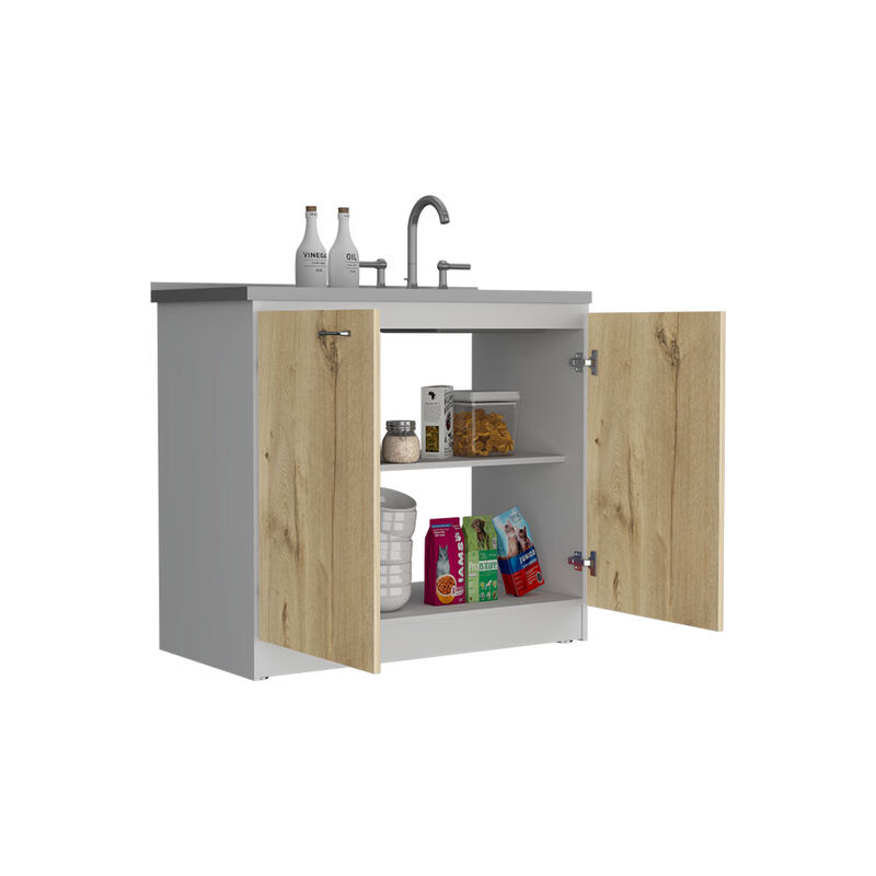Utility Sink Vernal, Kitchen, White / Light Oak