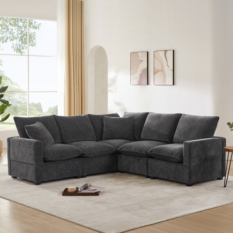 Merax Modern U Shape Modular Sofa with 2 Pillows