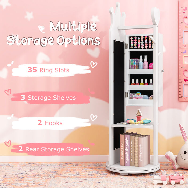 Kids Room Furniture Set Princess Vanity Table and Stool Set with Mirror and Drawer