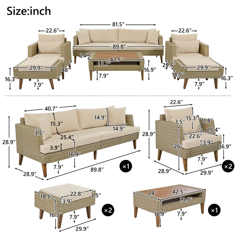 Merax All Weather PE Wicker Outdoor Rattan Sofa Set