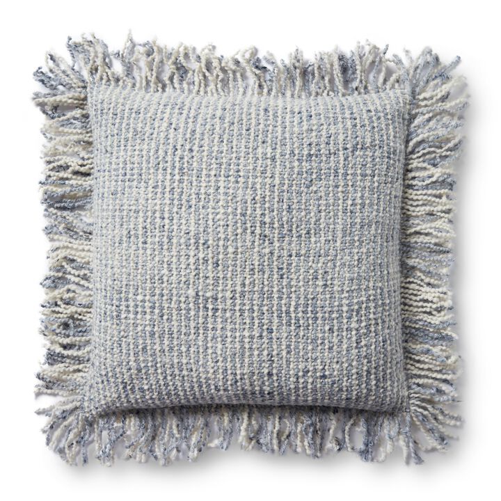 PLL0033 Ivory/Blue 22"x22" Down Pillow