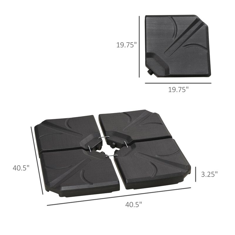 Black Umbrella Stabilizer: 4-Piece Base Set with 123lb Capacity