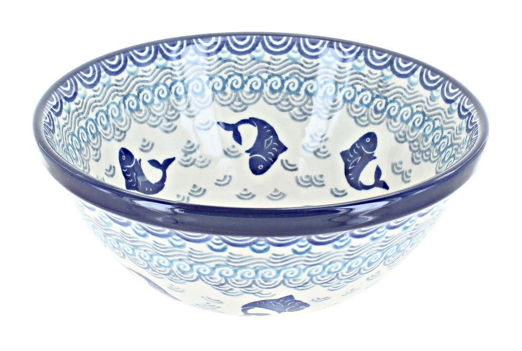 Blue Rose Polish Pottery Georgia Blue Cereal/Soup Bowl
