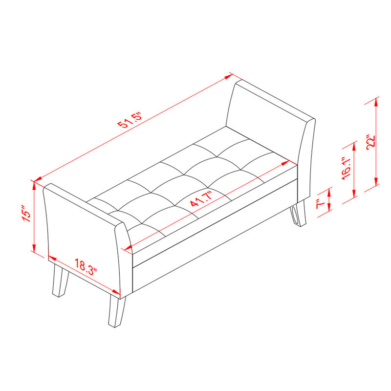 51.5" Bed Bench With Storage Pink Velvet