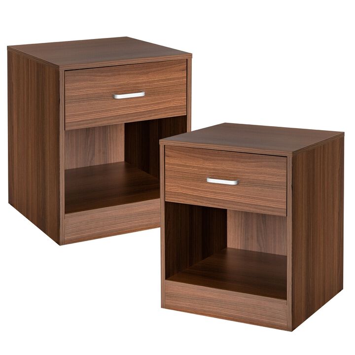 Set of 2 Modern Nightstand with Storage Drawer and Cabinet