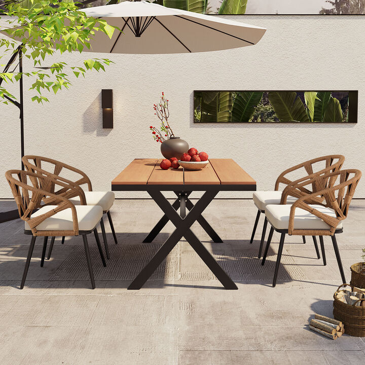 Merax Contemporary Outdoor Seating Chairs Table Set