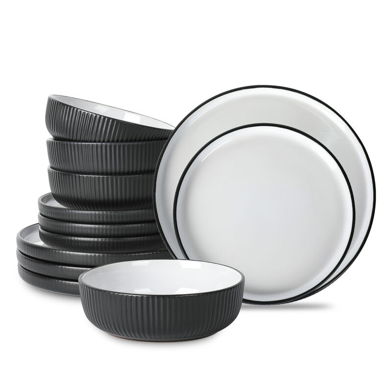 Christian Siriano Laro Stoneware 12 Piece Dinnerware Set