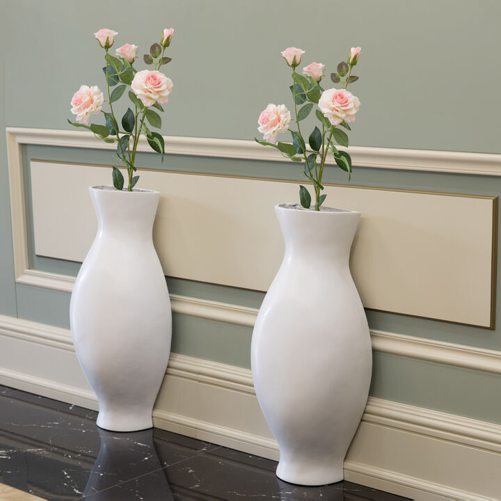 Tall Narrow Vase, Modern Floor Vase, Decorative Gift, Vase for Interior Design, 24.5 Inch Vase for Wedding Dinner Table Party Living Room Office Bedroom - Set of 2 White