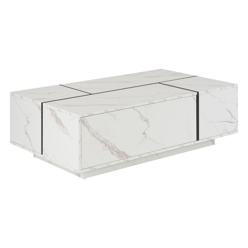 Merax Rectangular Sliding Top Coffee Table with 2 Drawers