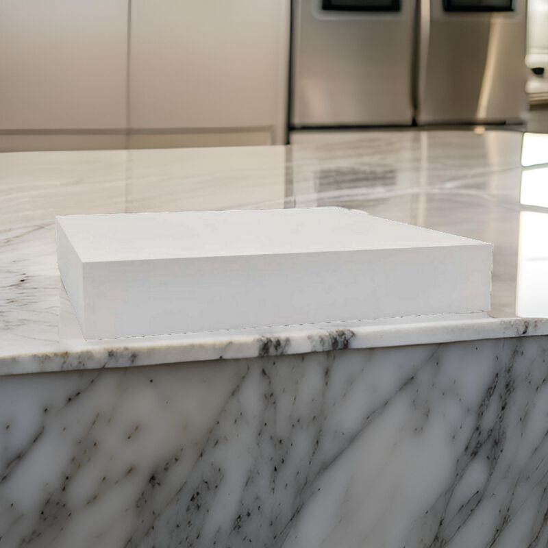 30 Inch Square Display Platform, Thick Wooden Durable Riser, White Finish - Benzara