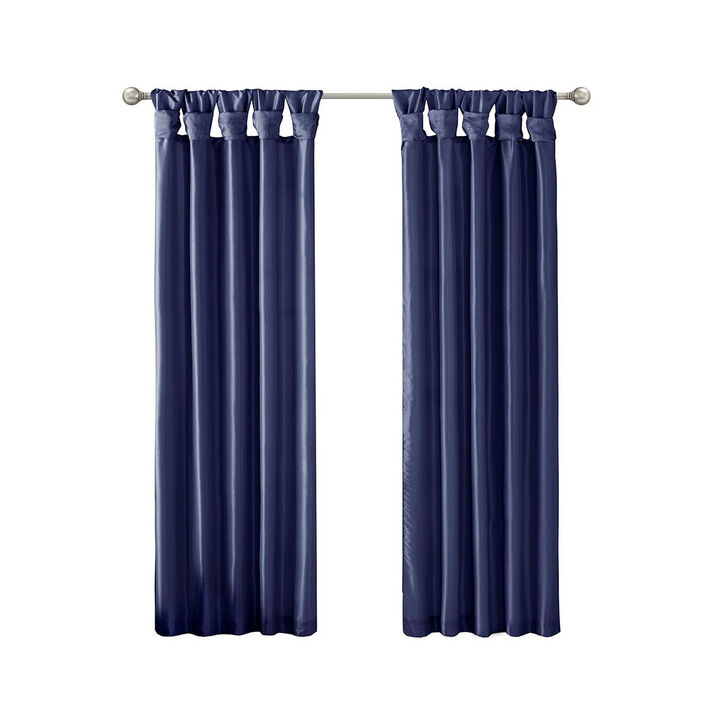 Gracie Mills Elroy Twist Tab Lined Faux Silk Window Curtain Panel - 50x108"