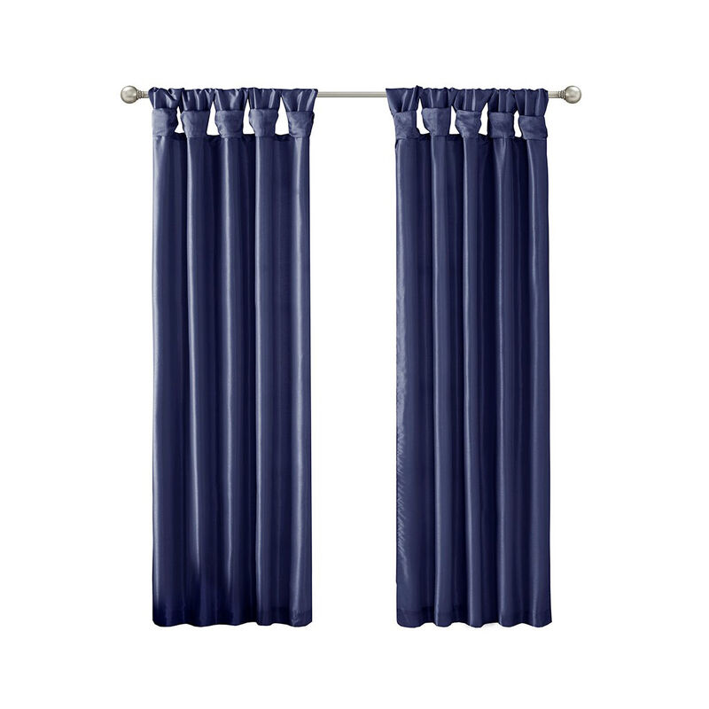 Gracie Mills Elroy Twist Tab Lined Faux Silk Window Curtain Panel - 50x108"
