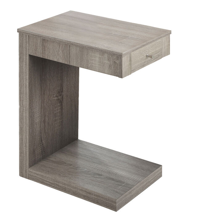 Monarch Specialties I 3191 Accent Table, C-shaped, End, Side, Snack, Storage Drawer, Living Room, Bedroom, Laminate, Brown, Contemporary, Modern