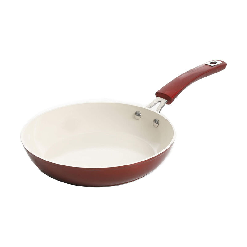 Kenmore Arlington 12 Piece Aluminum Ceramic Coated Nonstick Cookware Set in Metallic Red
