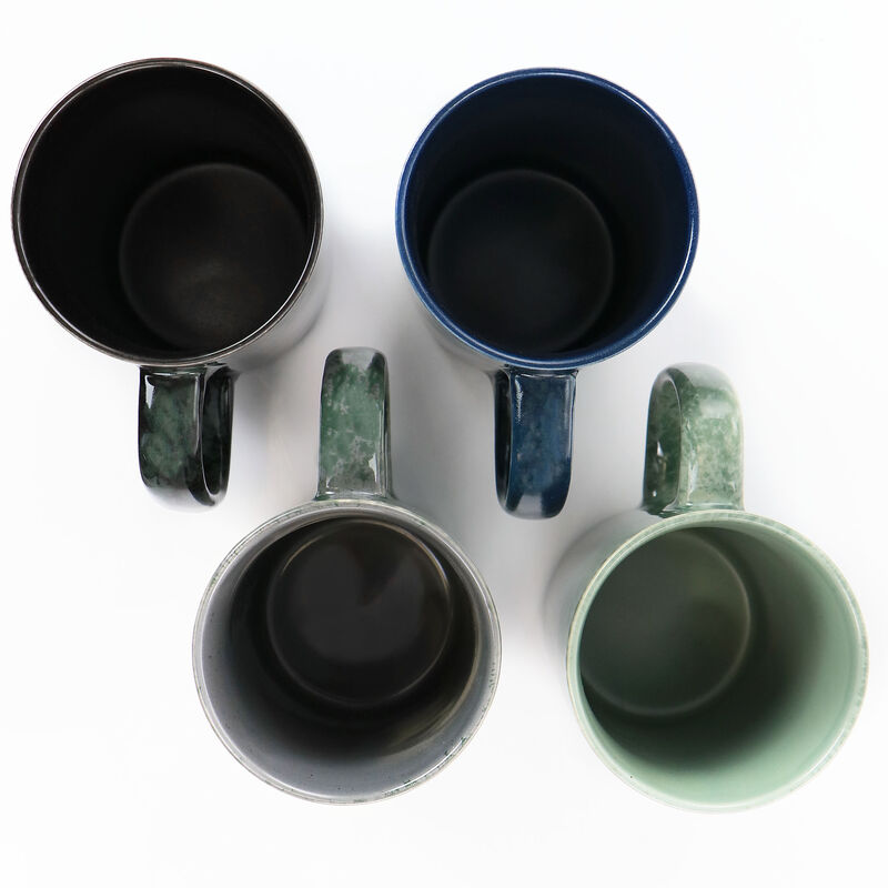 Mr. Coffee Mr. Sidewalk Blues 18oz 4 Piece Stoneware Mug Set in Assorted Colors