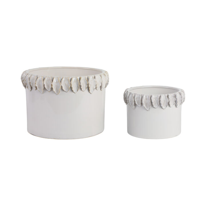 Leaf Applique Planters, White set
