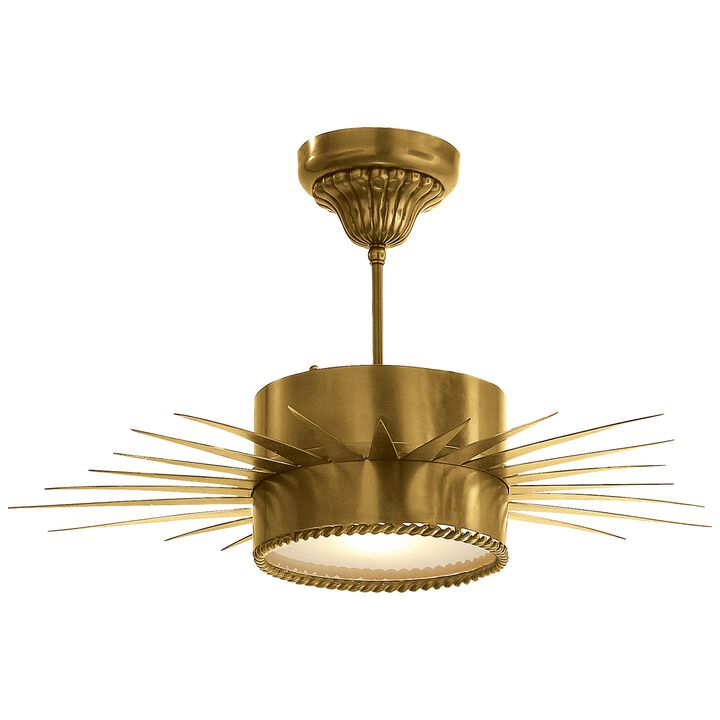 Soleil Medium Semi-Flush in Antique Brass
