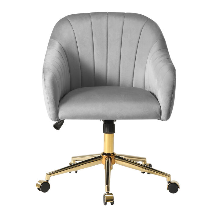 WestinTrends Upholstered Velvet Swivel Vanity Office Chair With Wheels