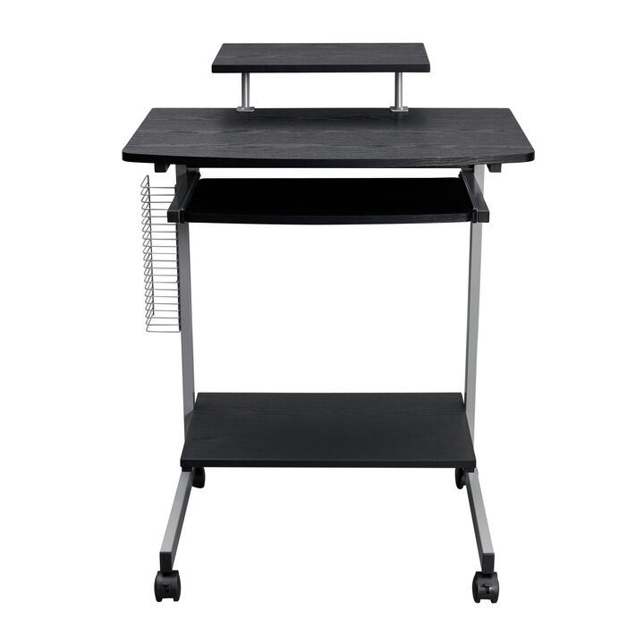 Compact Computer Cart With Storage, Graphite