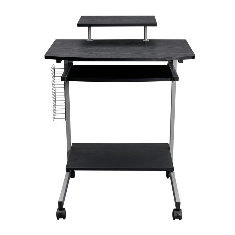 Compact Computer Cart With Storage, Espresso