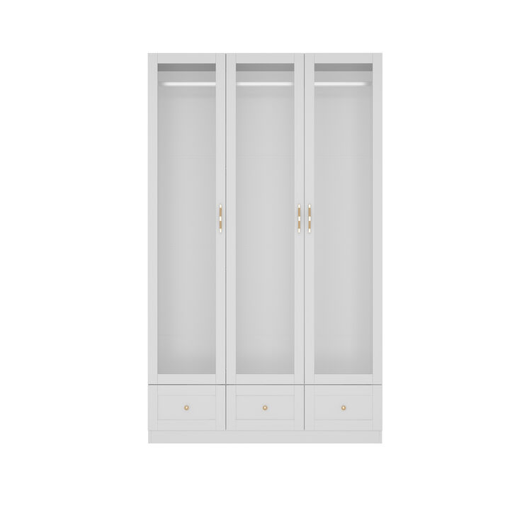 Elegent Wardrobe With Tempered Glass Door And Adjustable Lights