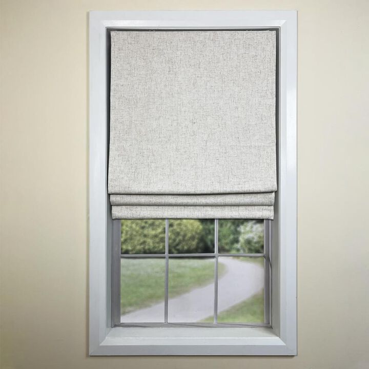 Versailles Augustus Cordless Roman Blackout Shades For Windows Insides/Outside Mount 31" x 63" Linen