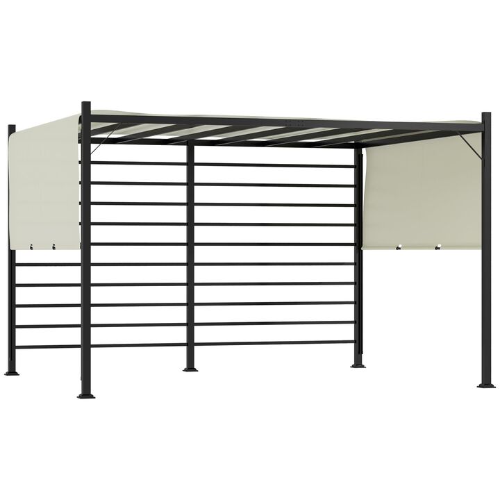 Beige Backyard Shade: 12x10 ft Outdoor Pergola with Retractable Canopy