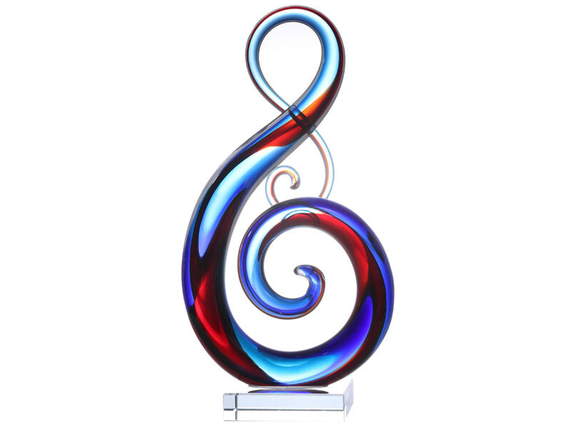 Hand Blown Treble Sommerso Art Glass Sculpture