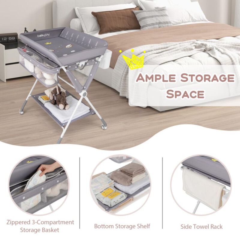 Hivvago Portable Baby Changing Table with 3-Level Adjustable Height