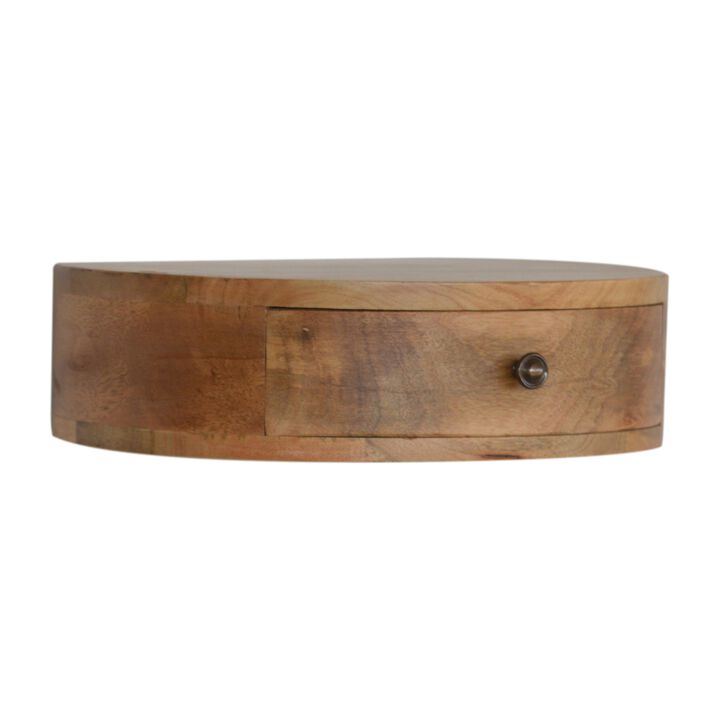 Solid Wood Wall Mounted Rounded 1 Drawer Nightstand