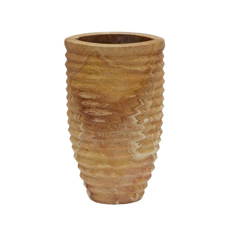 Belen Kox Ribbed Stone Vase in Sandstone, Belen Kox