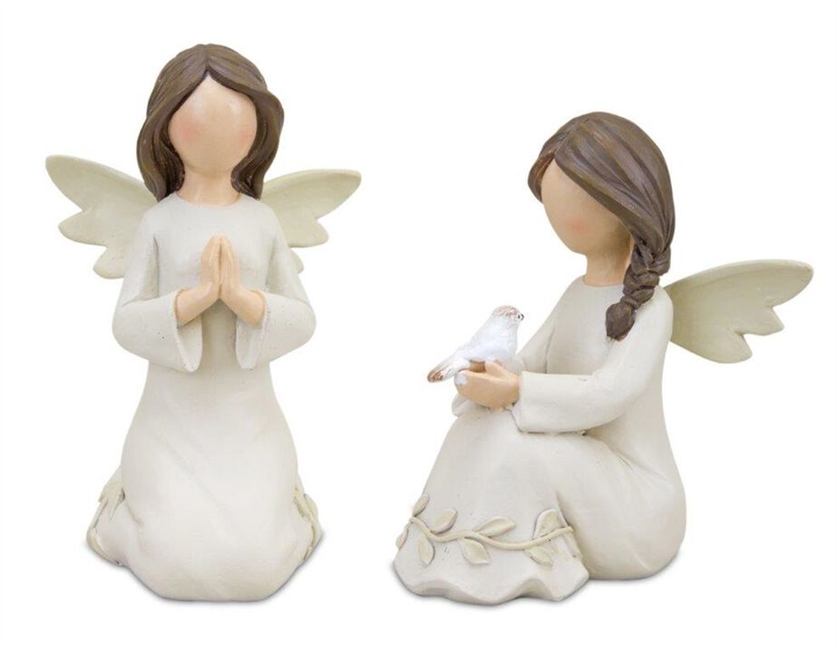Angel Figurine Decorative Statue for Home or Garden Decor (Set of 2)