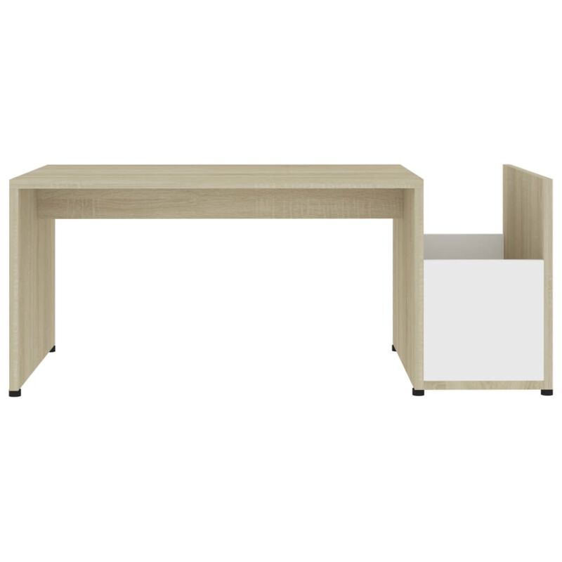 Aisifx Coffee Table White and Sonoma Oak 35.4"x17.7"x13.8" Chipboard