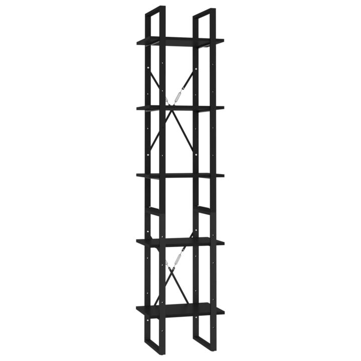 vidaXL 5-Tier Book Cabinet Black 15.7" x 11.8" x 69.9" Chipboard
